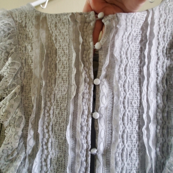 POL Run Down grey mini dress. Boho. Sz med. Lace vneck - Picture 12 of 14